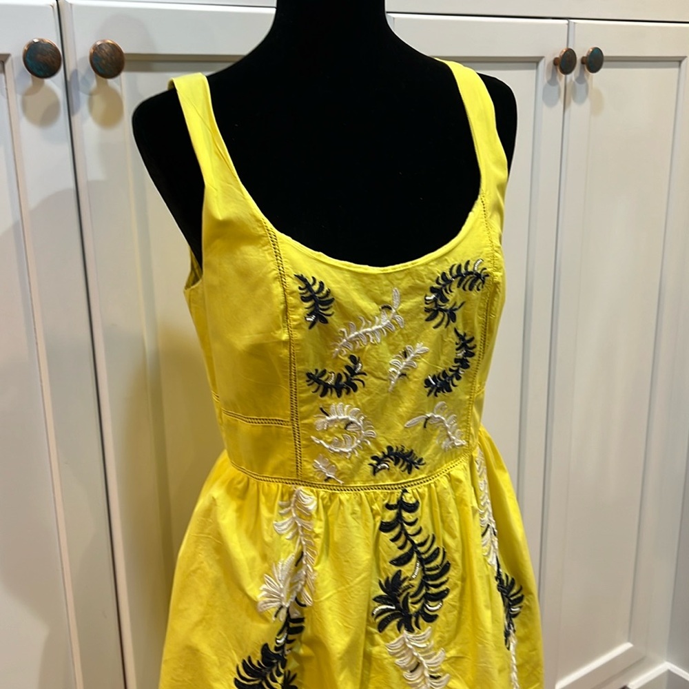 Yellow Anthropologie dress by Moulinette Soeurs sample Notre dame World Cup